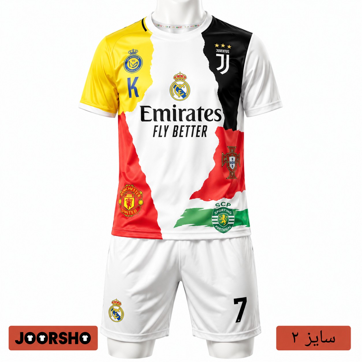 ست تی شرت و شلوارک ورزشی پسرانه مدل منتخب رونالدو